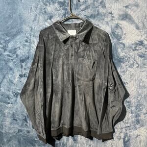 Vintage IRVINE PARK Men’s Dark Blue Pullover Quarter Button Shirt Size Large